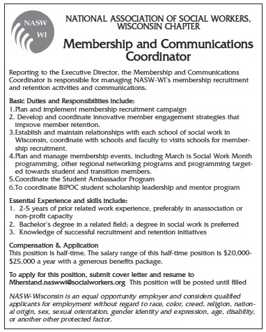 Classifieds_NASW Membership Job Announcement